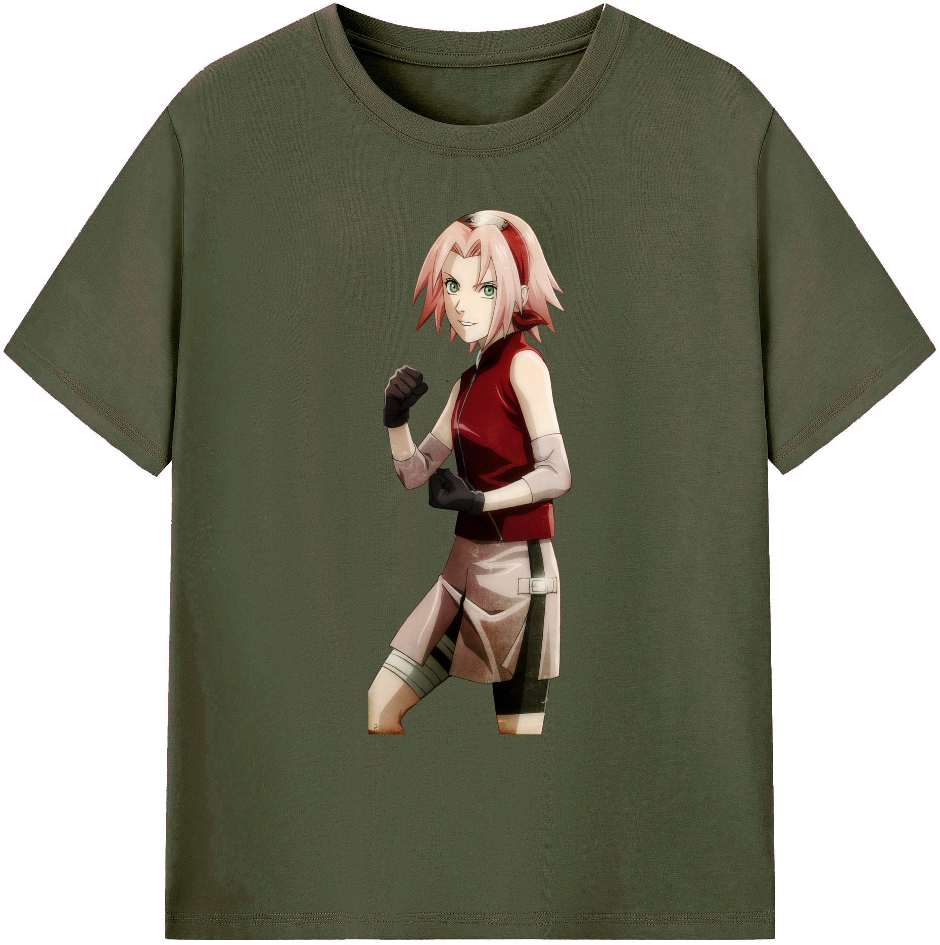 （画像用） NARUTO -ナルト- 春野サクラ Haruno Sakura 綿100％ メンズ半袖Tシャツ｜肌触りやわらか＆通気性